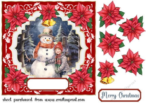 Kids building snowman card front 6