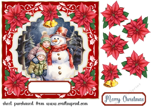 Kids building snowman card front 7