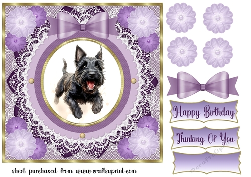 Purple framed Scottish terrier card front 4