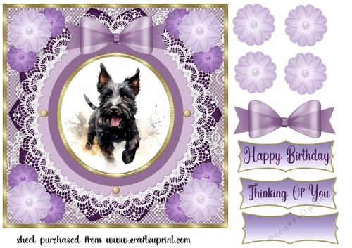 Purple framed Scottish terrier card front 5