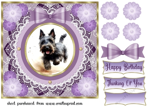 Purple framed Scottish terrier card front 6