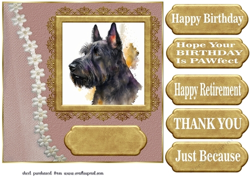 Framed Scottish terrier card front 1
