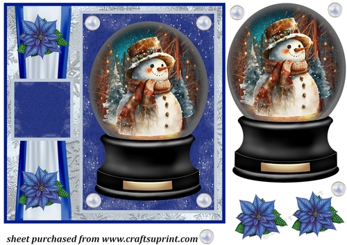 Snowman in snow globe card front