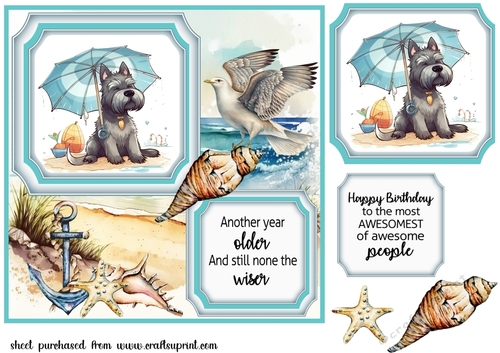 Seaside Scottish terrier card front 1