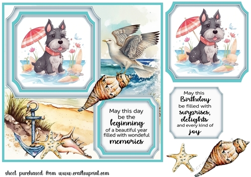 Seaside Scottish terrier card front 2