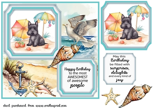 Seaside Scottish terrier card front 4