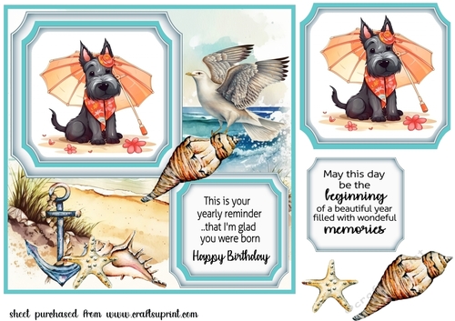 Seaside Scottish terrier card front 5
