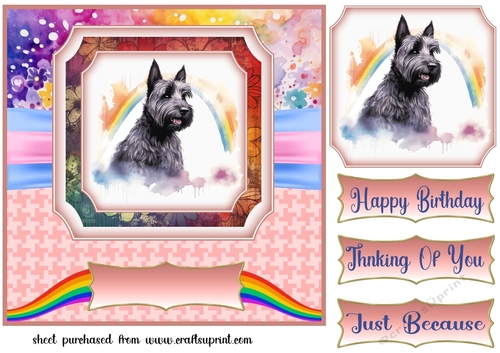 Rainbow Scottish terrier card front 5