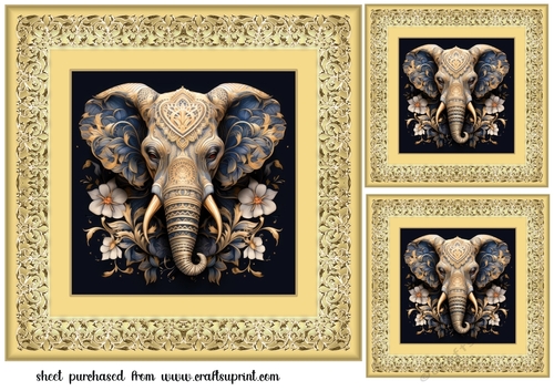 3 Ornate elephant card front/toppers 4