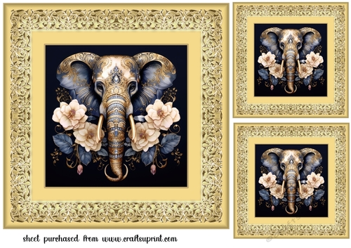 3 Ornate elephant card front/toppers 5