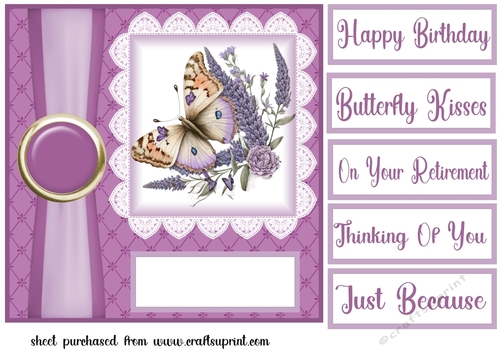 Lavender butterfly panel card front 2