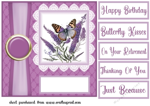 Lavender butterfly panel card front 3