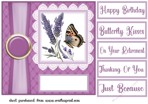 Lavender butterfly panel card front 4
