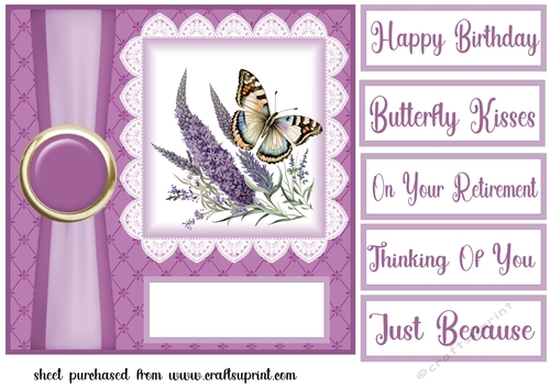 Lavender butterfly panel card front 5