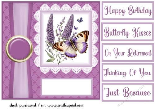 Lavender butterfly panel card front 6