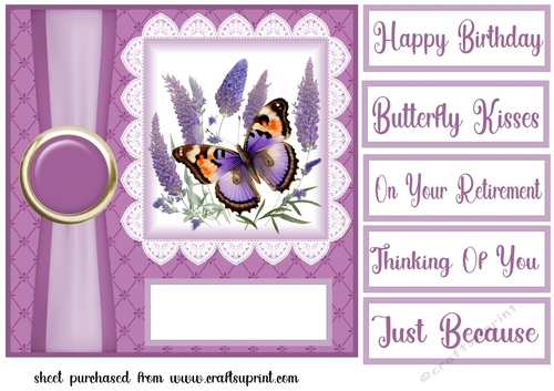 Lavender butterfly panel card front 7