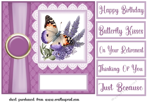 Lavender butterfly panel card front 8