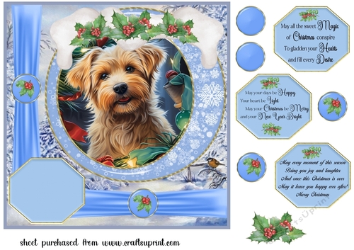 All about the Christmas pup card front 13