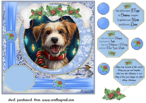 All about the Christmas pup card front 14