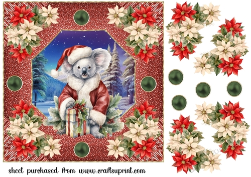 Poinsettia koala card front 2