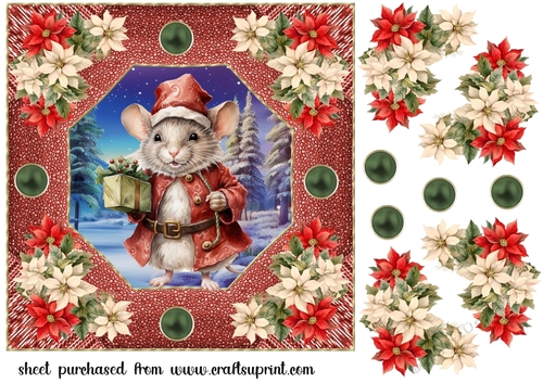 Poinsettia mouse card front 1