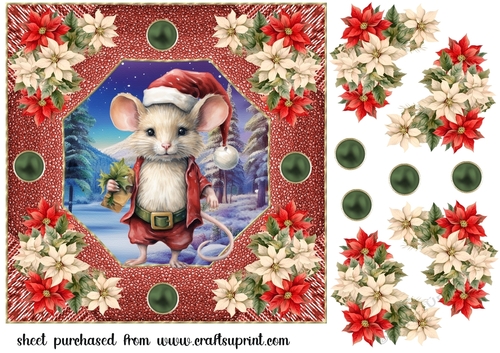 Poinsettia mouse card front 2