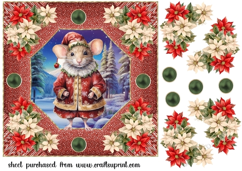 Poinsettia mouse card front 3