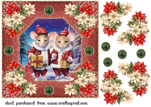 Poinsettia mouse card front 4