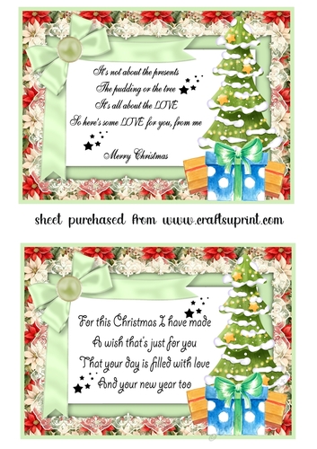 2 5x7 aprox Christmas sentiment toppers/inserts 5