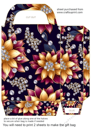Glitter floral gift bag 1