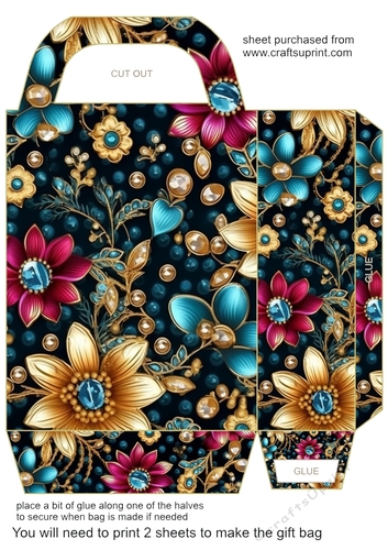 Glitter floral gift bag 3