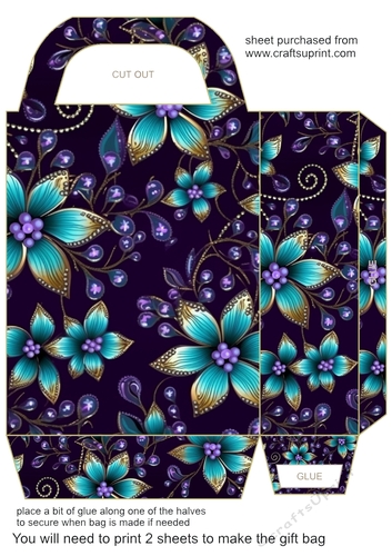 Glitter floral gift bag 6