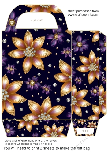 Glitter floral gift bag 7
