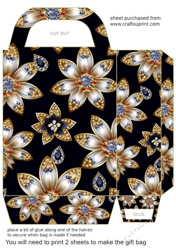 Glitter floral gift bag 8