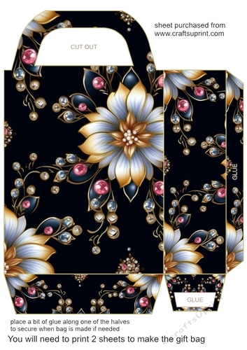 Glitter floral gift bag 9