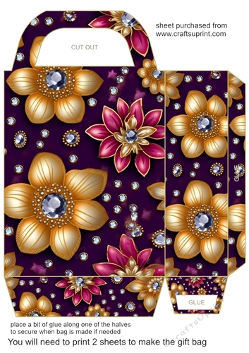 Glitter floral gift bag 10