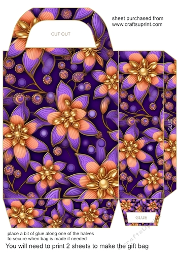Glitter floral gift bag 12