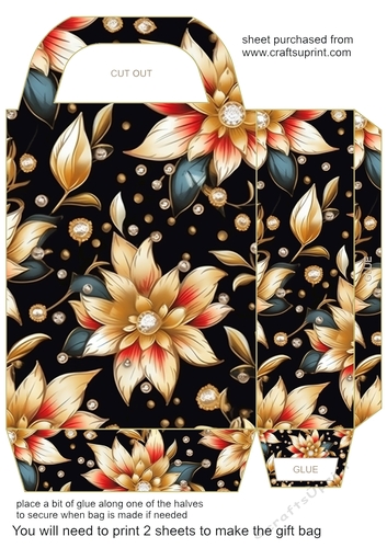 Glitter floral gift bag 13