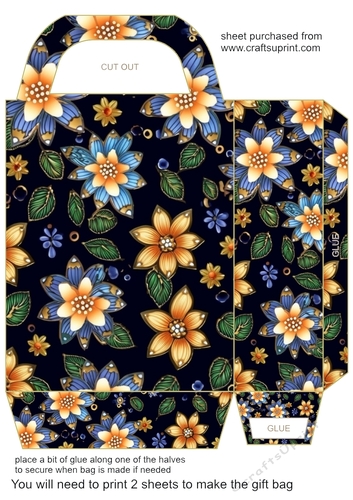 Glitter floral gift bag 15