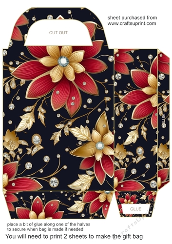 Glitter floral gift bag 17