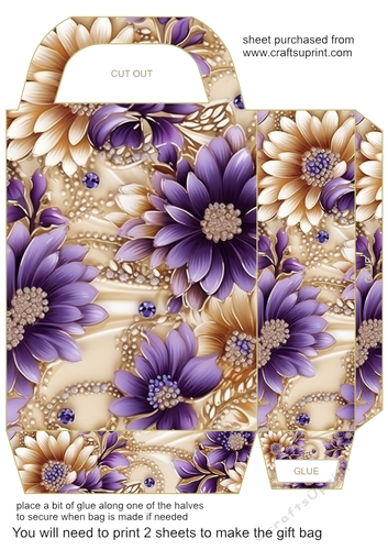 Glitter floral gift bag 19