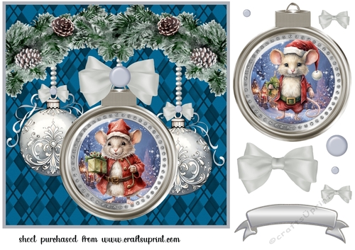 Christmas bauble mouse card front 