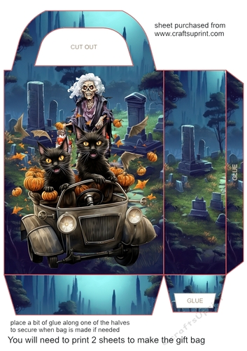 Cats in car Halloween gift bag
