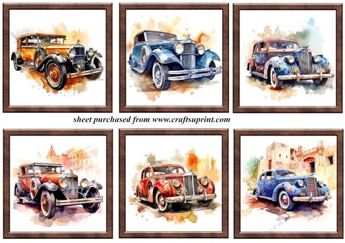 6 Framed vintage car toppers 1