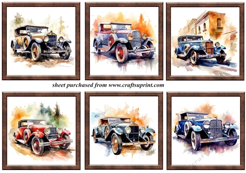 6 Framed vintage car toppers 2