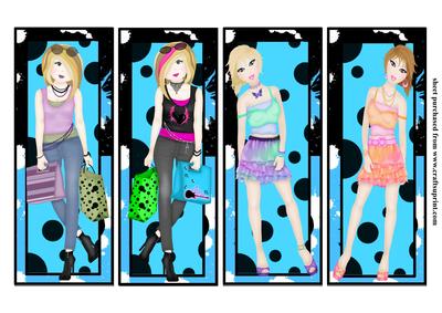 4 Blue Teenage Girk Bookmarks or Dl Toppers