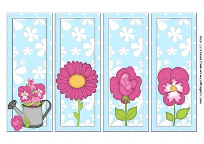 4 Floral Bookmarks or Dl Toppers Set 1