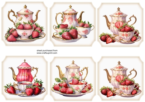 6 Strawberries for tea toppers