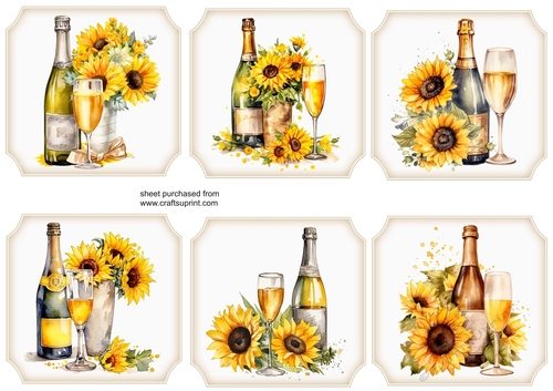 6 Sunflower and champagne toppers