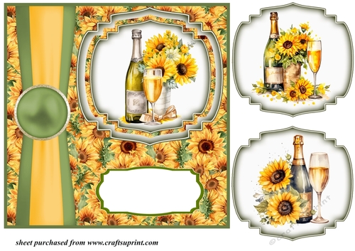 Sunflower champagne card front 1